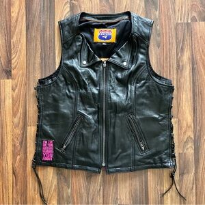 Highway leather motorcycle vest